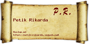 Petik Rikarda névjegykártya